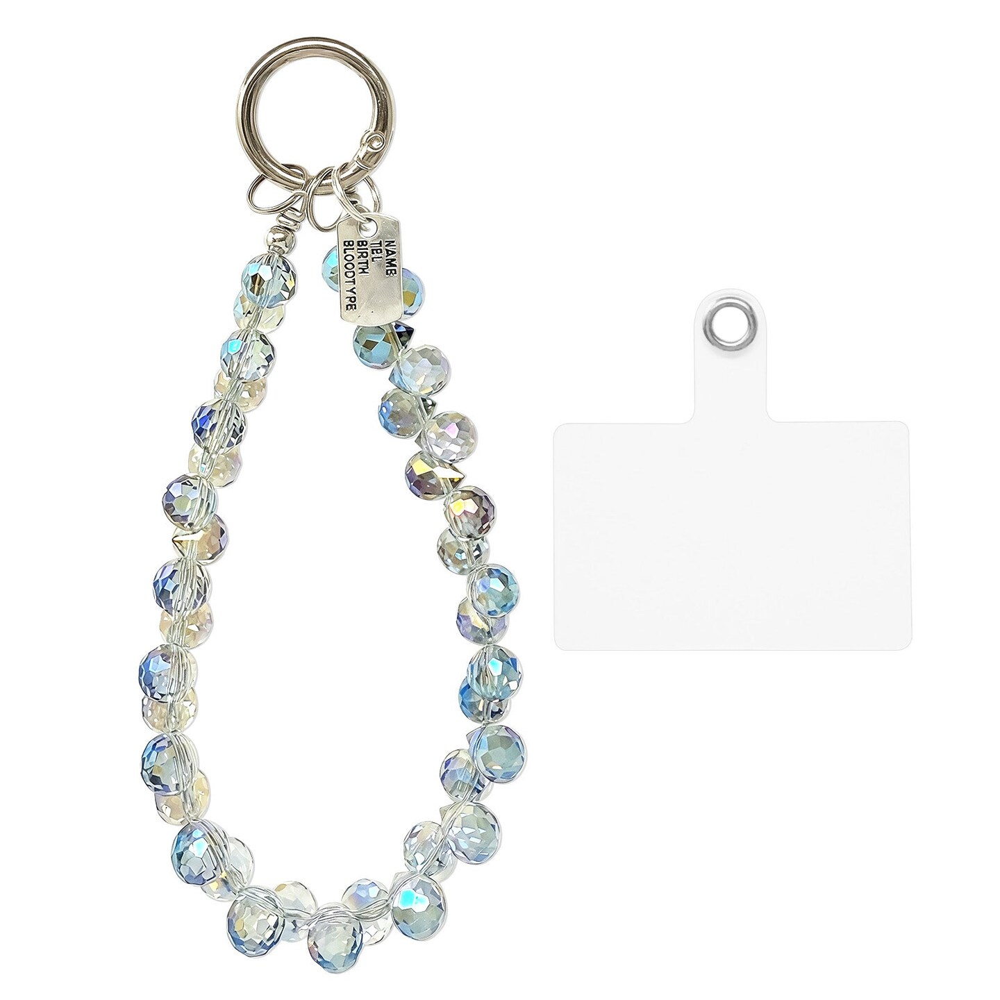 Wrapables Sparkling Beaded Cell Phone Wrist Strap, Keychain, Bag Charm with Lanyard Tether Tab, Blue Crystal