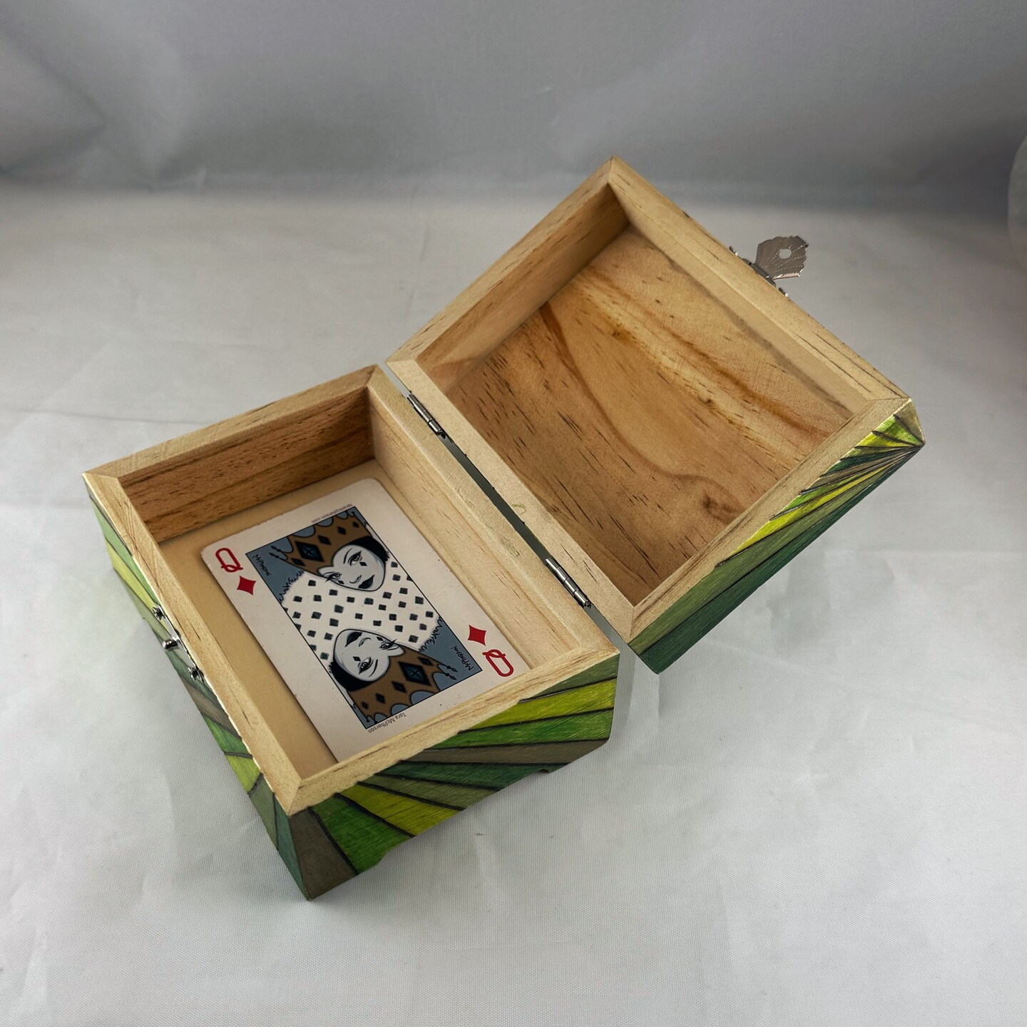 Retro Sunburst Wood Burned Trinket Box, Wood Burning Art