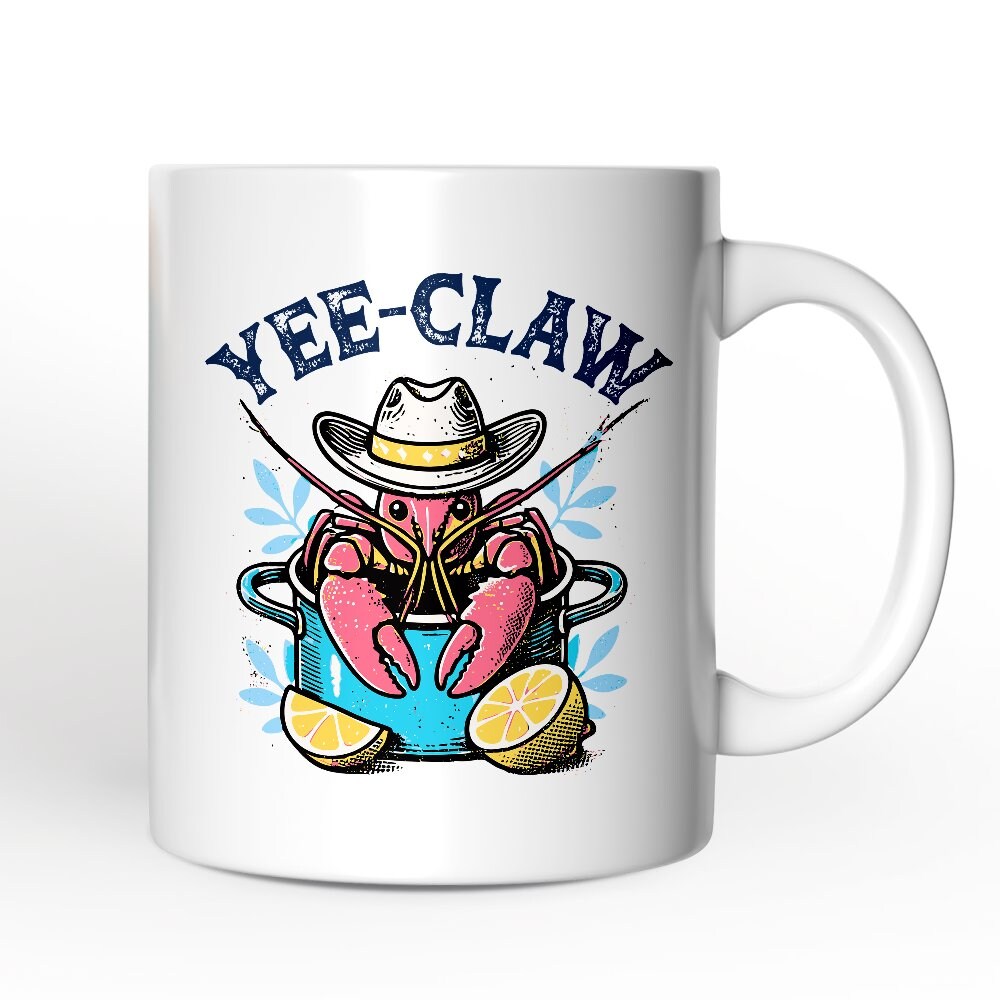 Crawfish Yee-Claw Western Cowboy Mug, Summer Boil Season Gift for Fisherman