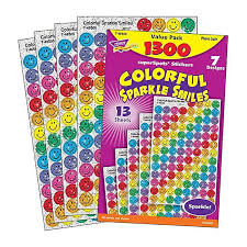Colorful Sparkle Smiles superSpots® Stickers Value Pack – 1300 Count Sparkly Reward Stickers