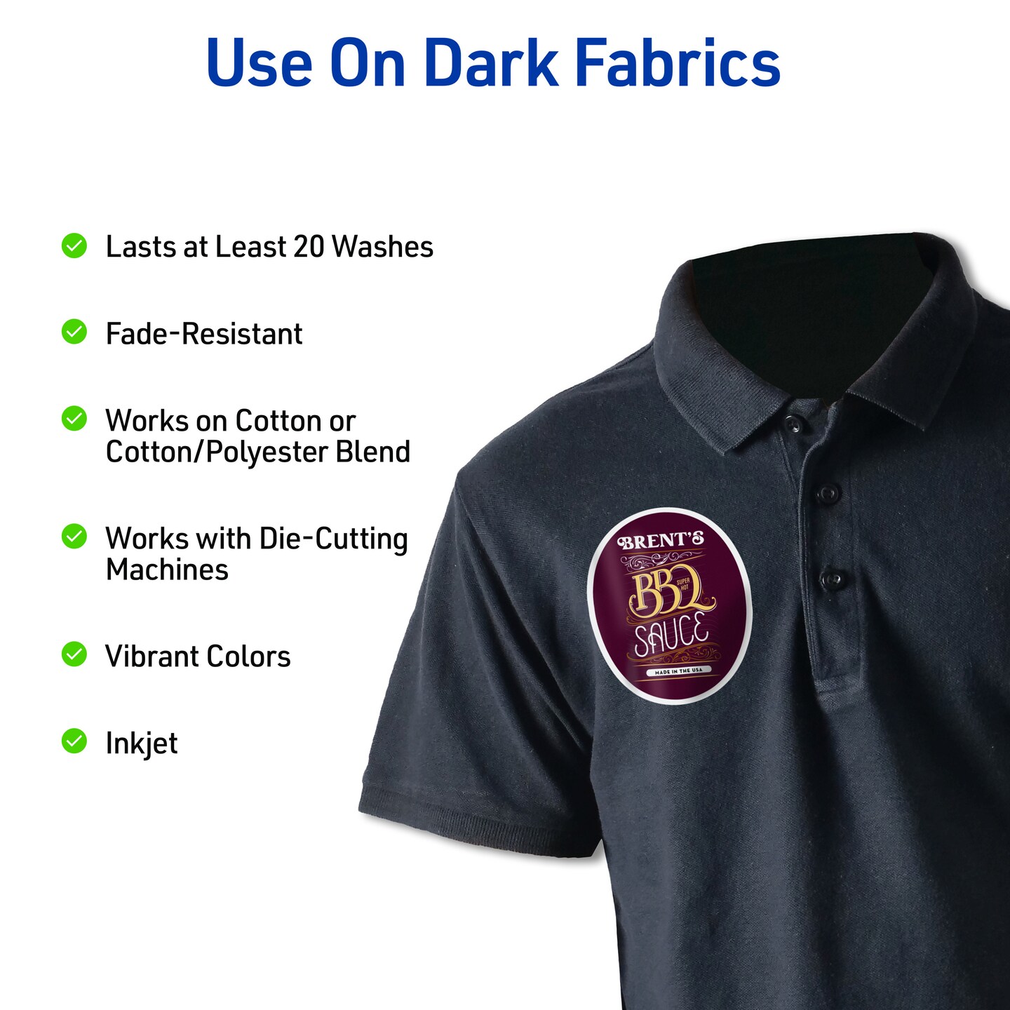 Avery Printable Heat Transfer Paper for Dark Fabrics, 8.5" x 11", Inkjet Printer Compatible, 5 Sheets of Iron On Transfer Paper (3279)