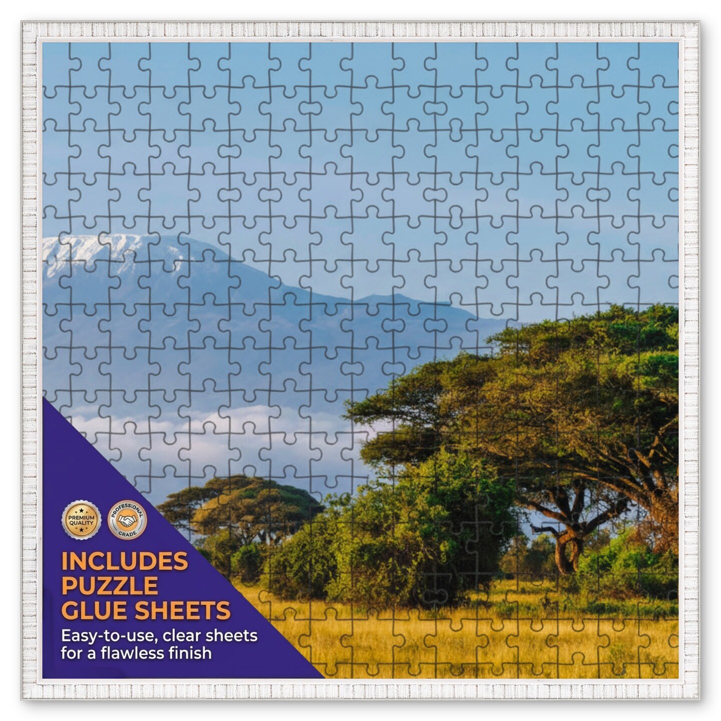 CustomPictureFrames.com Solid Wood Round Mat Puzzle Frame - Multiple Sizes - Black Precision-Cut Mat - Adhesive Preservation Sheets - Assembled in USA Made in the USA