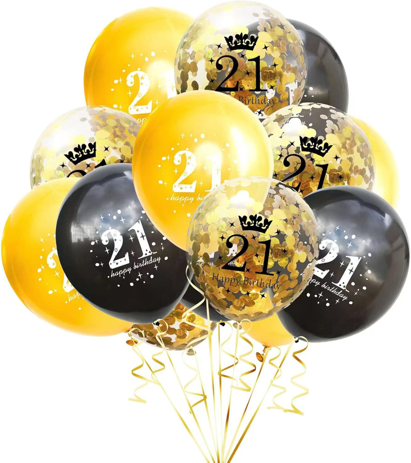 21st Birthday Balloons Black and Gold 21st Birthday Decorations (Black and Gold)