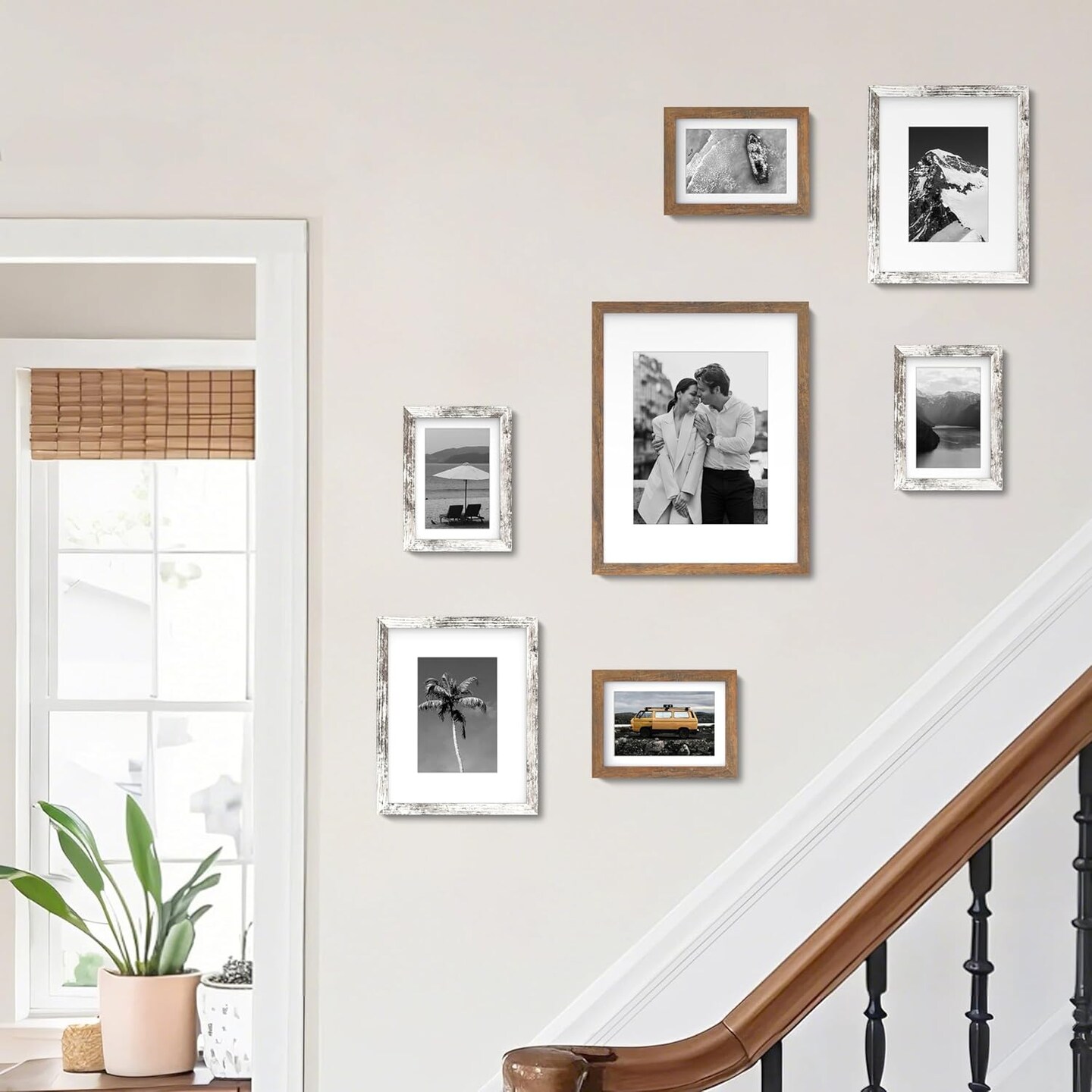 5x7 Picture Frame Set of 2, Brown Wood Grain Photo Frame(Brown-2)7"L x 5"W