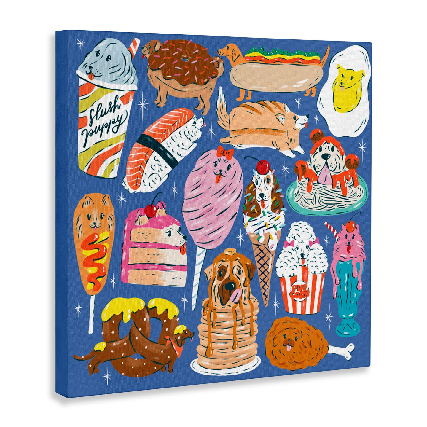 Stupell Industries Dog Foods Puzzle Illustration Canvas, design by