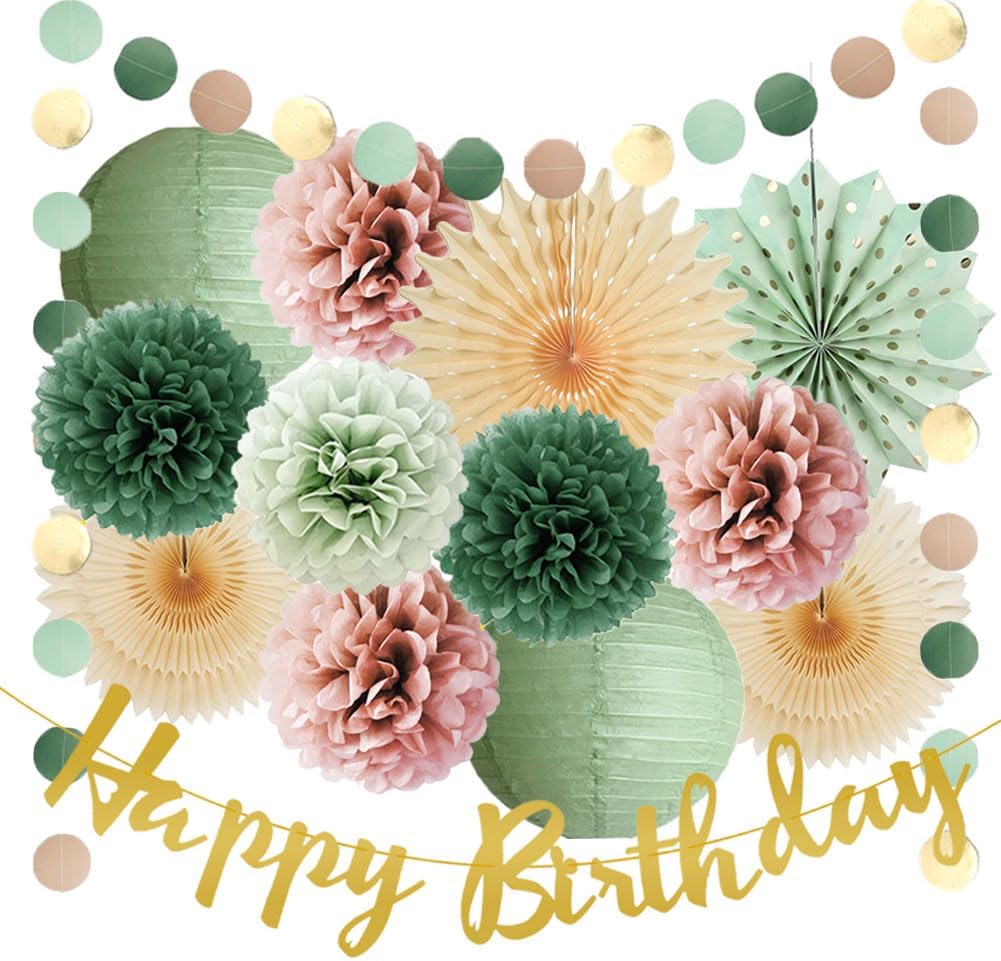 Birthday Decorations (Sage Green, Dusty Pink)7.8 x 7.8 x 0.6 inches