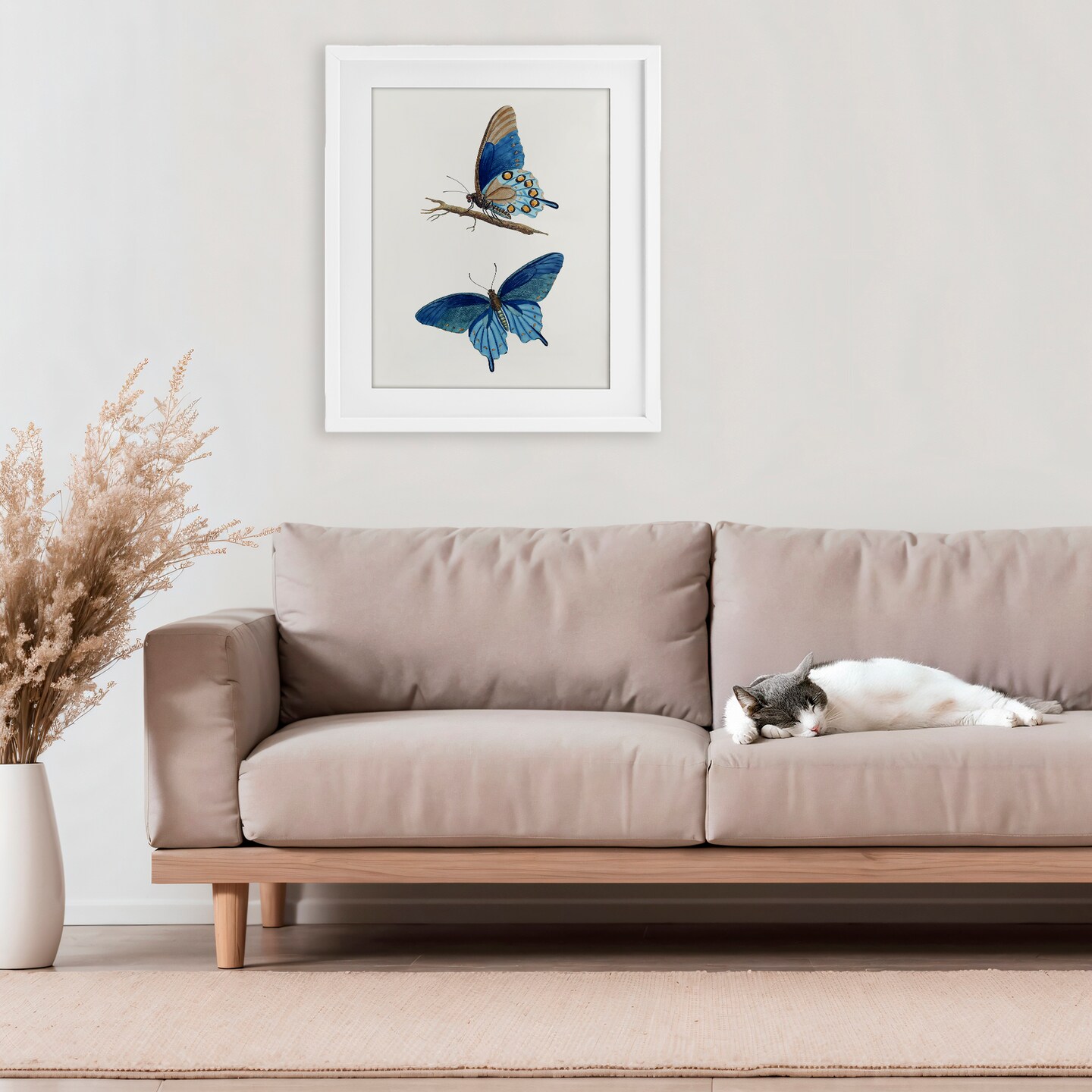 Stupell Industries Blue Butterflies Pair Framed Print Under Glass, design by Arlington Prints