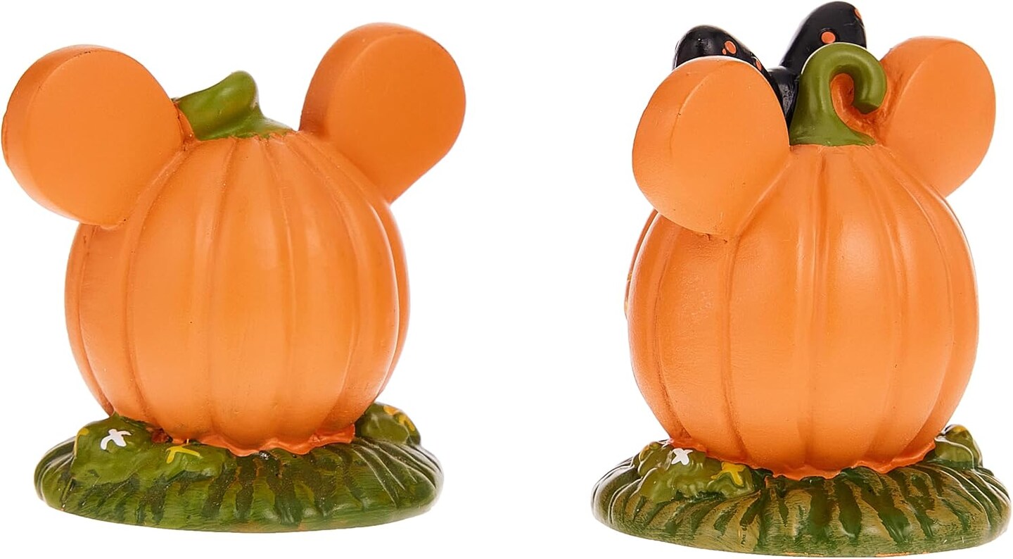 Disney Village Halloween Accessories Pumpkintown Mickey and Minnie Mouse Topiaires Figurine (Multicolor)