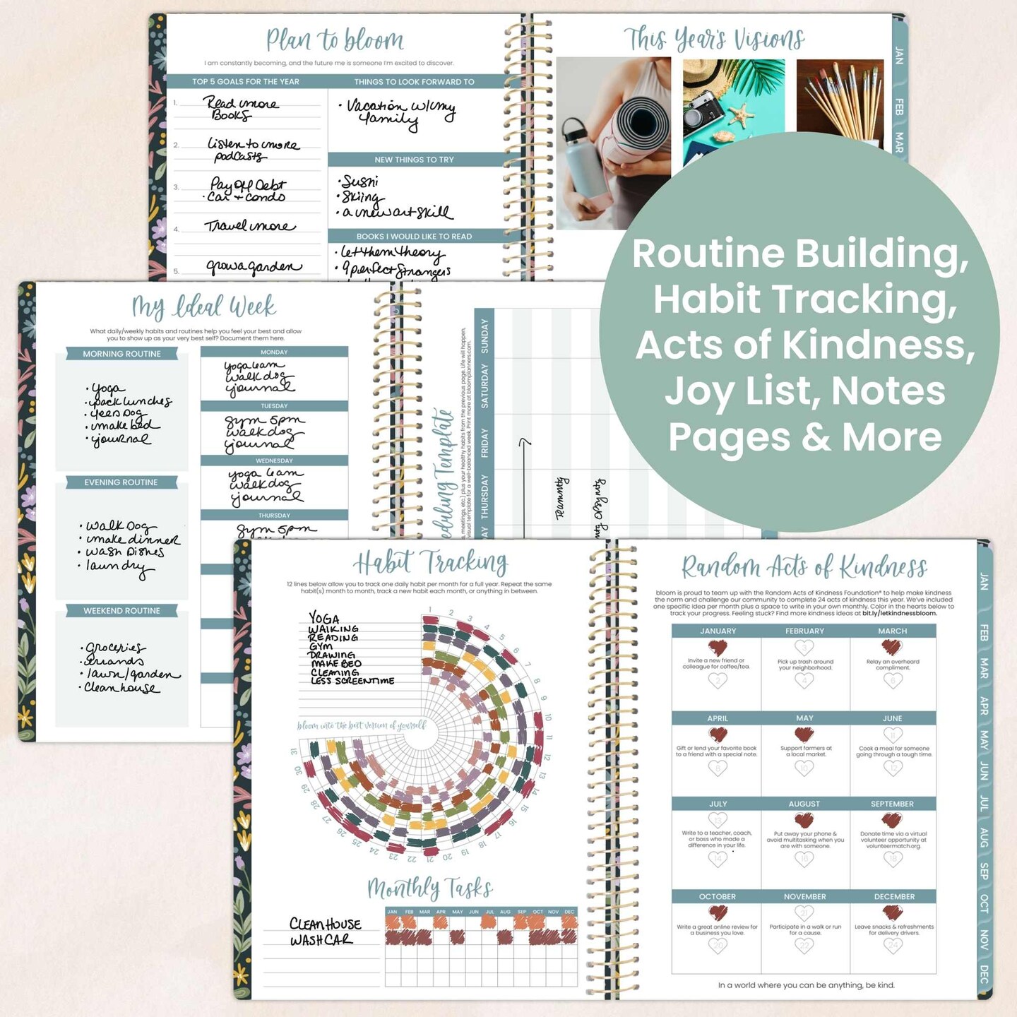 bloom daily planners 2026 Soft Cover Weekly &#x26; Monthly Planner, 8.5&#x22; x 11&#x22;, Be Kind