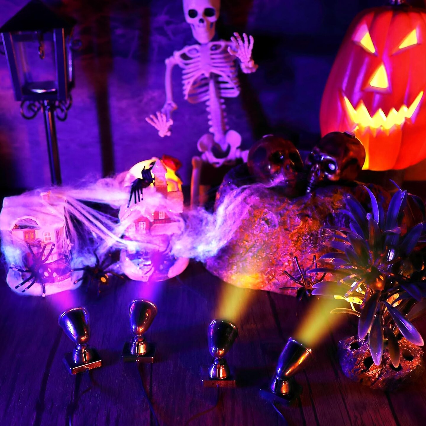 Halloween Village Collection Round Spot Light (Orange and Purple)