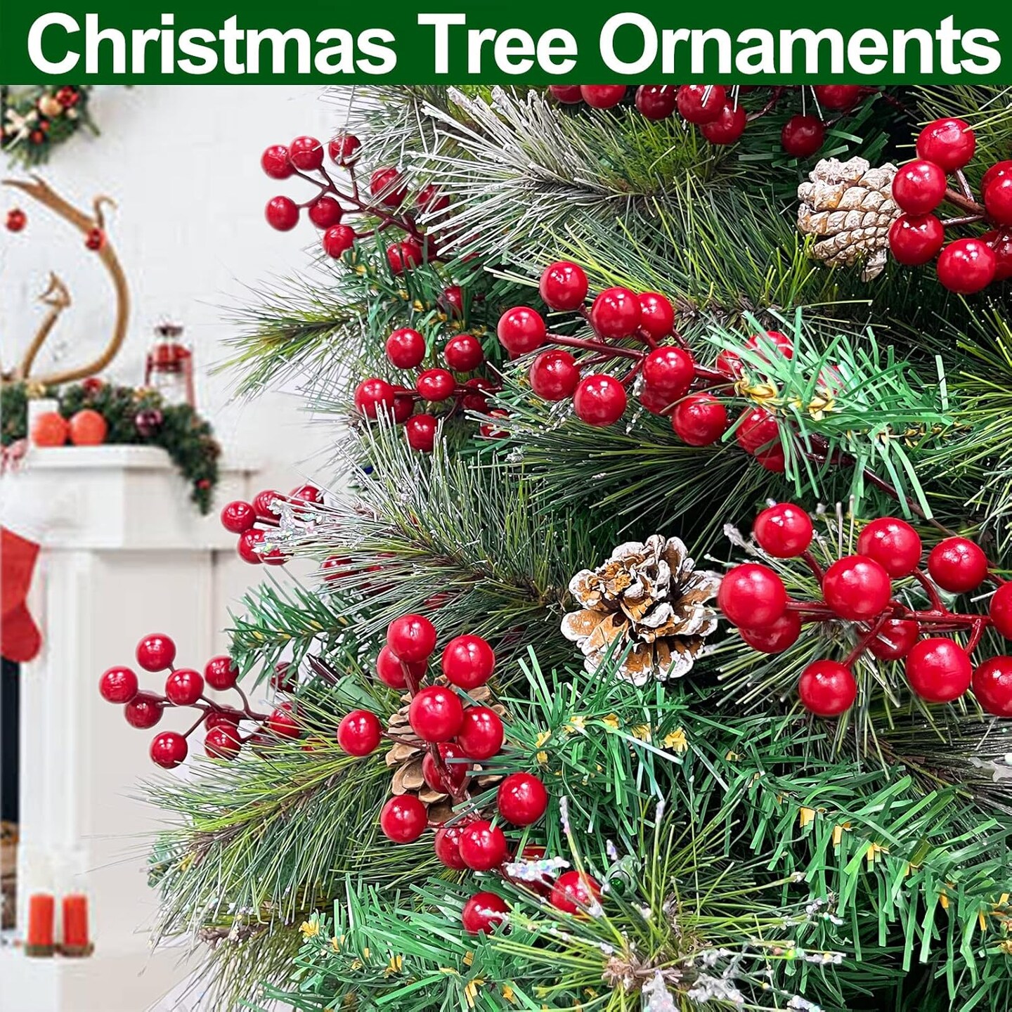 50 Pack Red Berry Stems(Red Berry Stems)