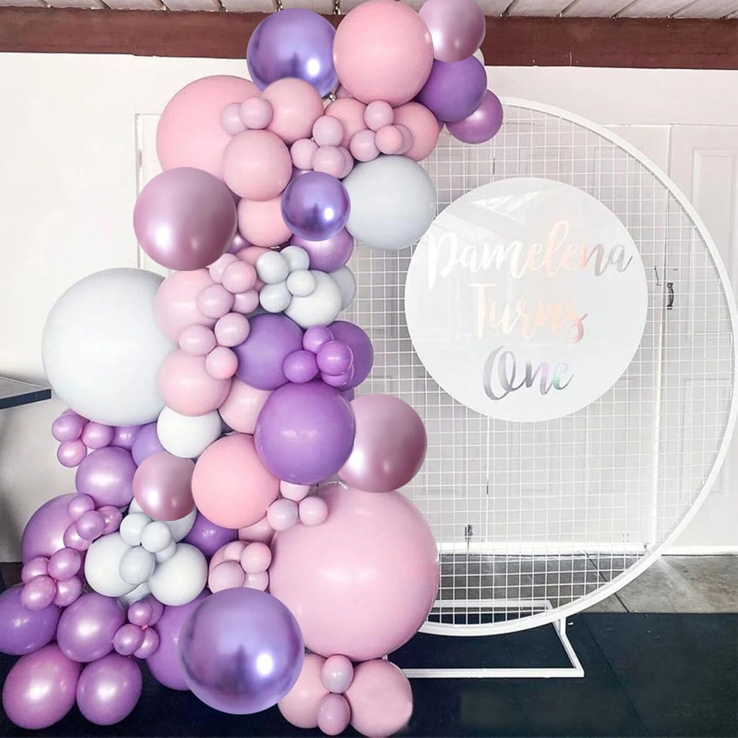 60 Packs 12 Inch Metallic Purple Pink Confetti Balloons (Pink Purple)