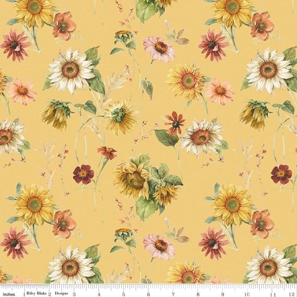 Sunflowers in Yellow (cd16670-yellow) | Sunflower Whispers | Lisa Audit | Riley Blake
