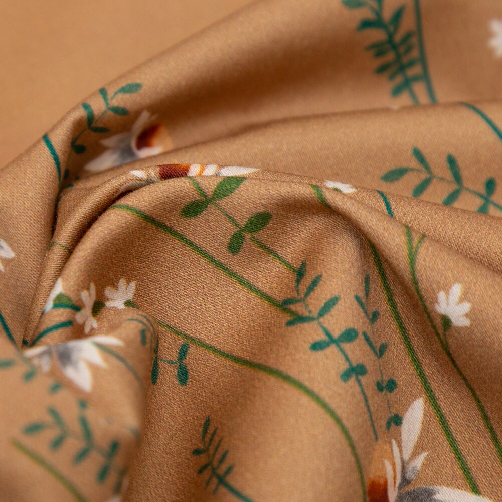 1 Panel Stretch Cotton Sateen Growing Distant Daisy Floral Print Kenko Collection