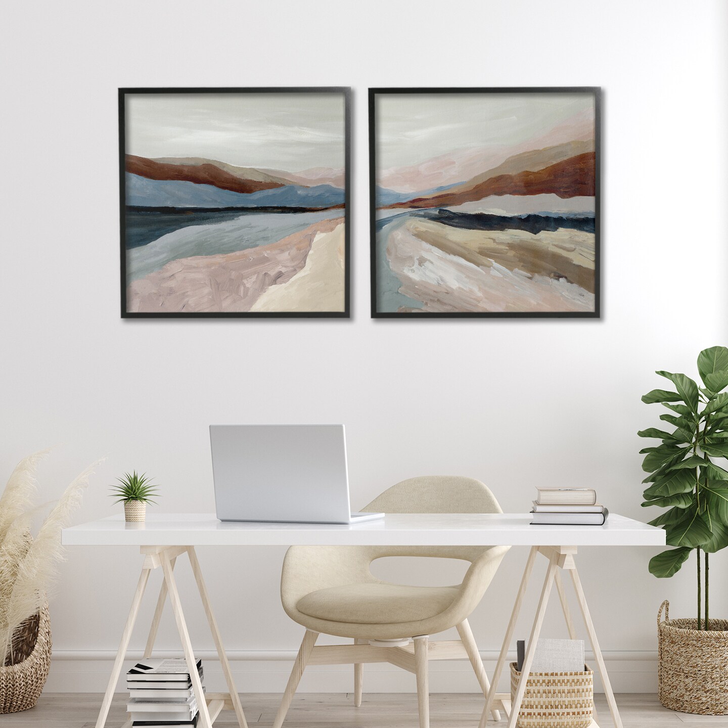 Stupell Industries Neutral Harmonious Landscapes 2pc Framed Giclee Set, design by Jacob Q