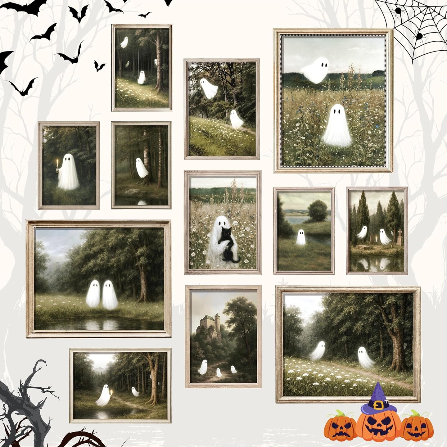 Cute Ghost Pictures Halloween Wall Decor (Unframed)