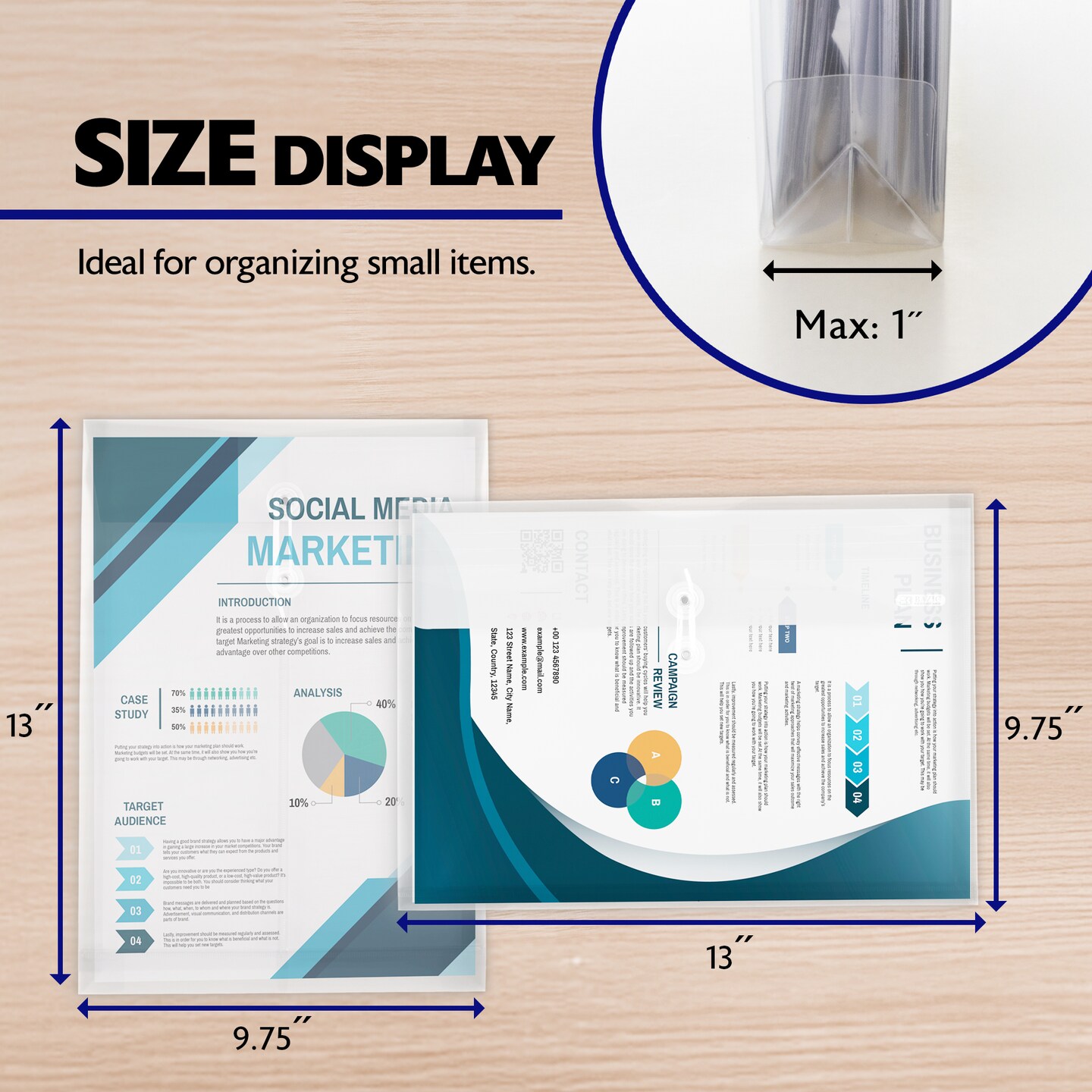 BAZIC String Envelope A4/Letter Size Clear Top/Side Loading (2/Pack)