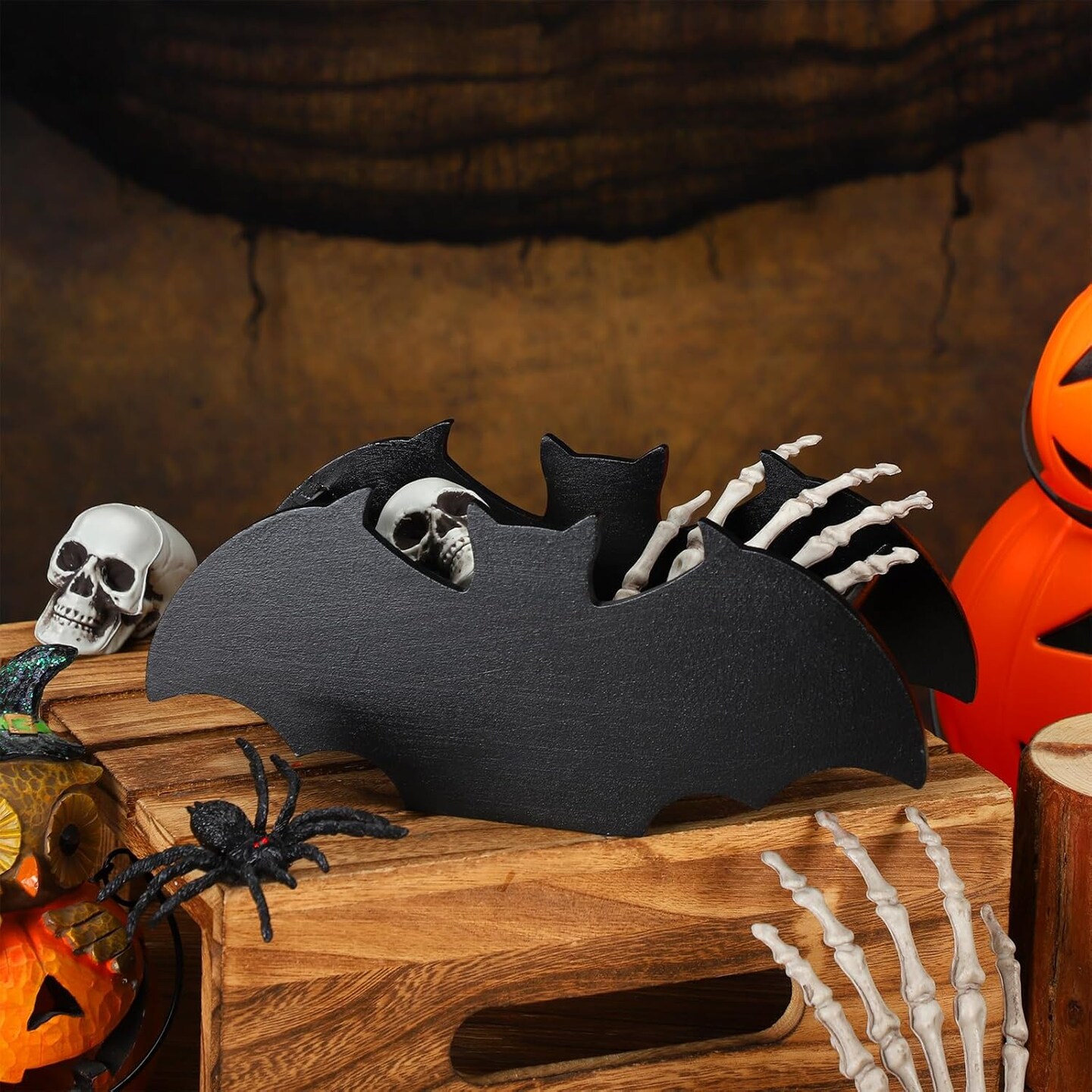 3 Pcs Bat Boxes Bat Makeup Brush Holder