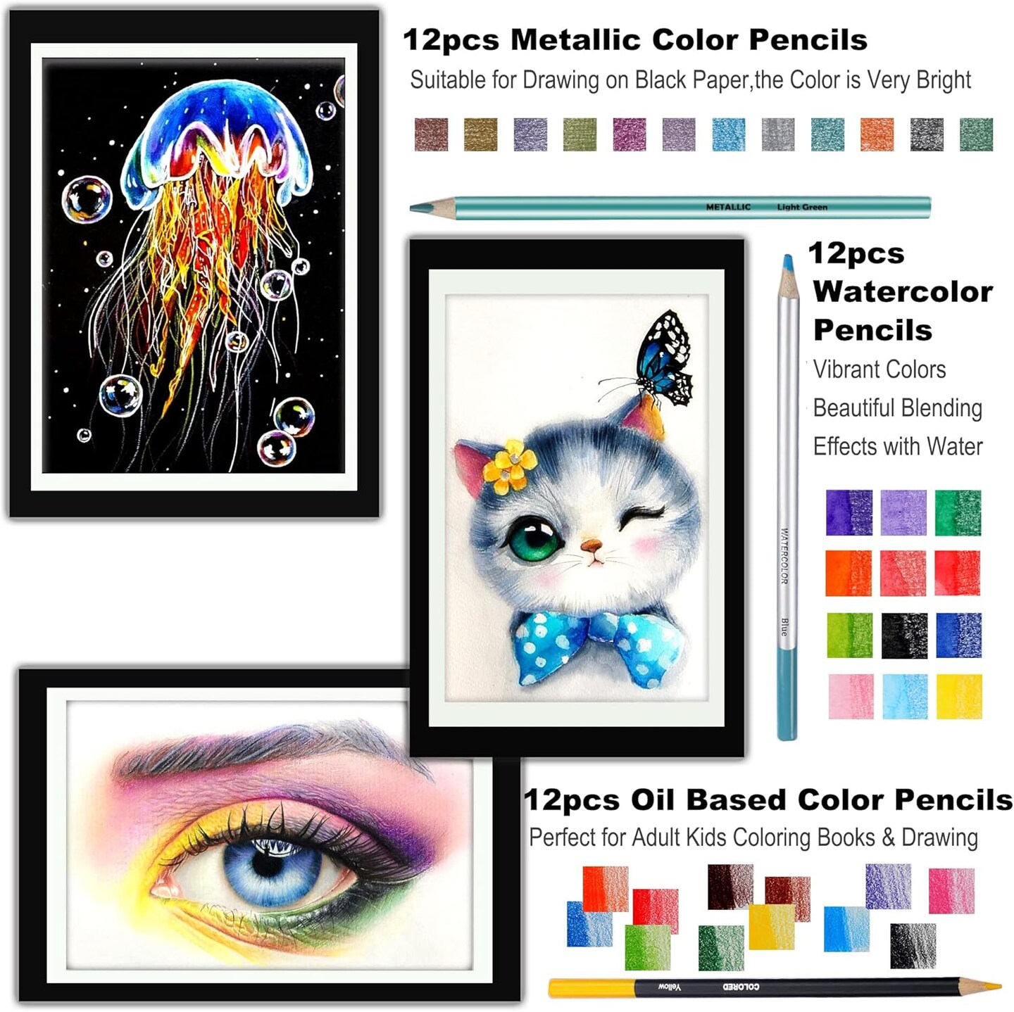 82 Pack Drawing Sketching Kit, Pro Art Supplies with Sketchbook, Include Tutorial,Colored (Black)