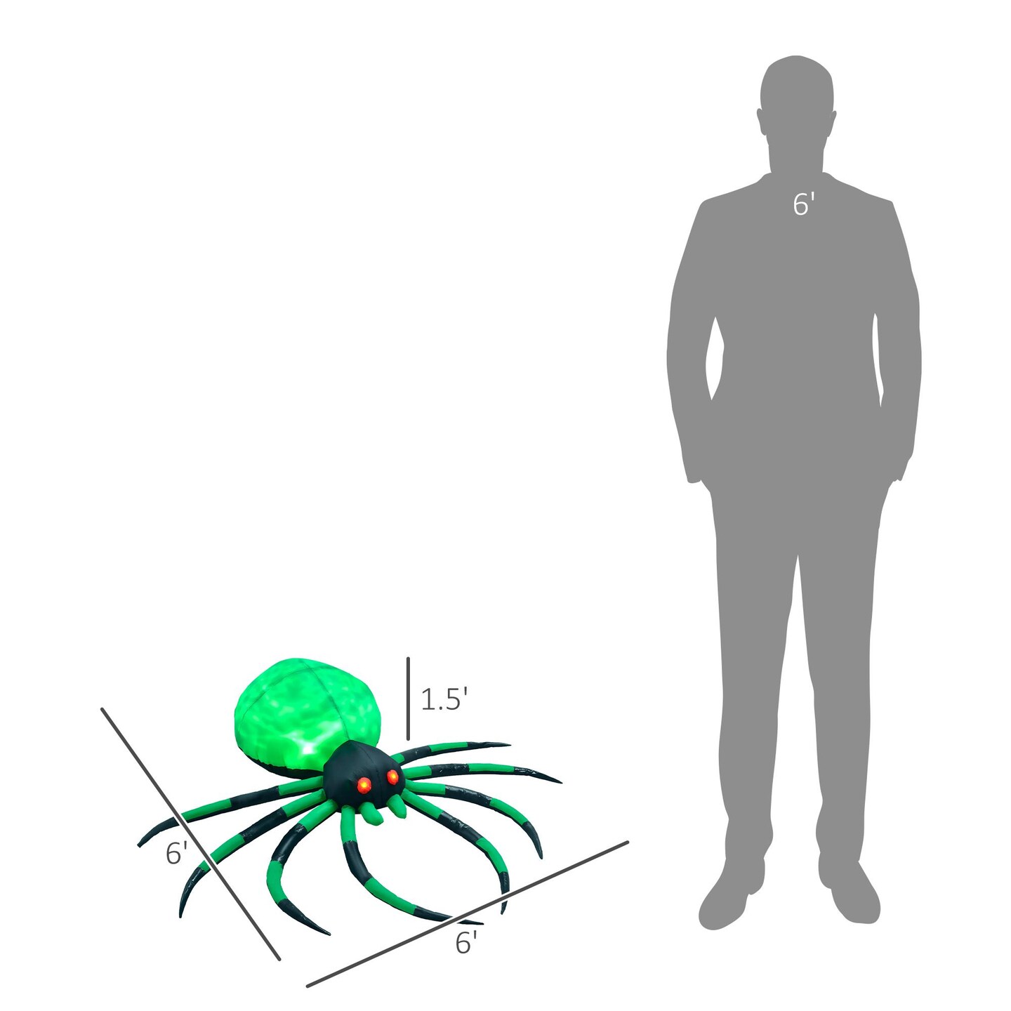 6&#x27; Halloween LED Yard Decor Crawling Spider, Blow Up Inflatable Outdoor Decoration for Garden, Waterproof