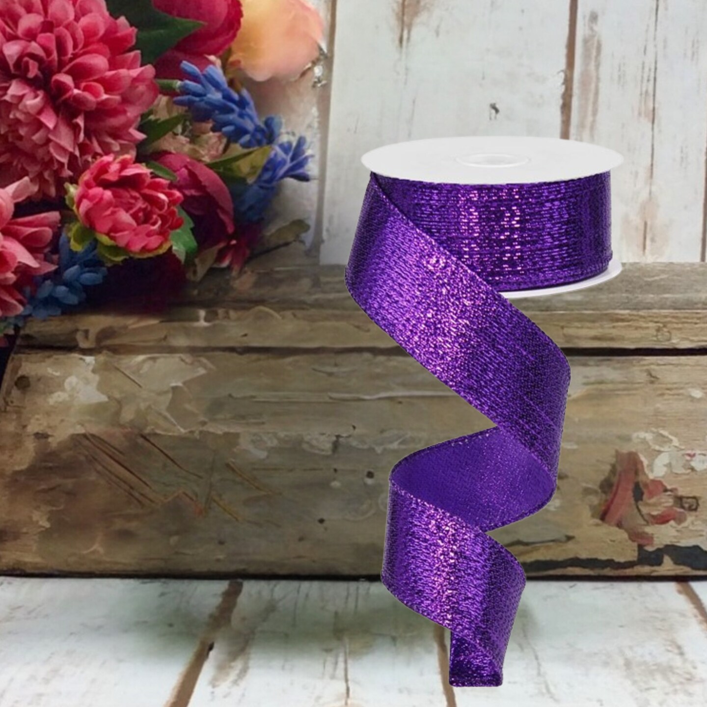 1.5&#x22; Metallic Lame Ribbon: Purple (10 Yards)