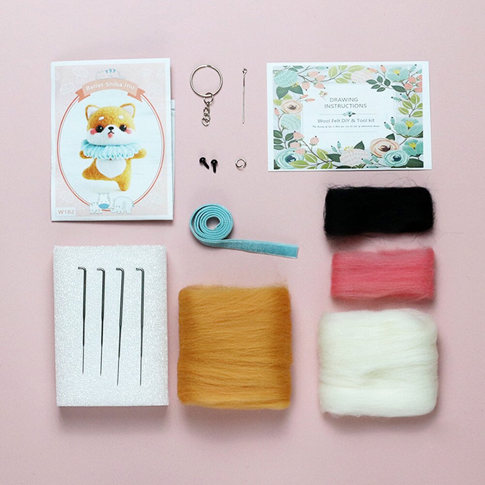 Puppy Needle Felting Kit. Wizardi DIY Wool Craft Kit F07N8-W182
