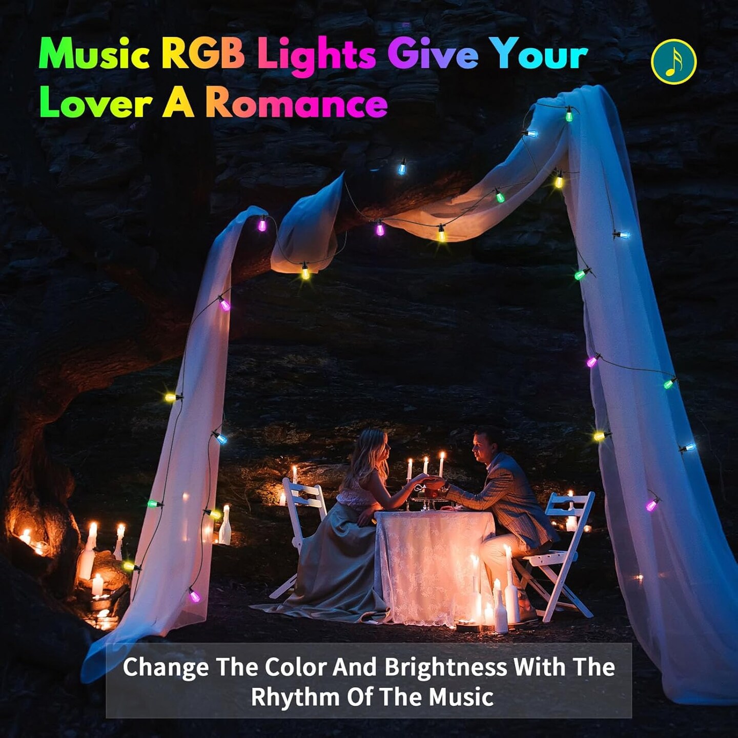 Color Changing Outdoor String Lights with 20 Bulbs - 50 FT (Multicolor)