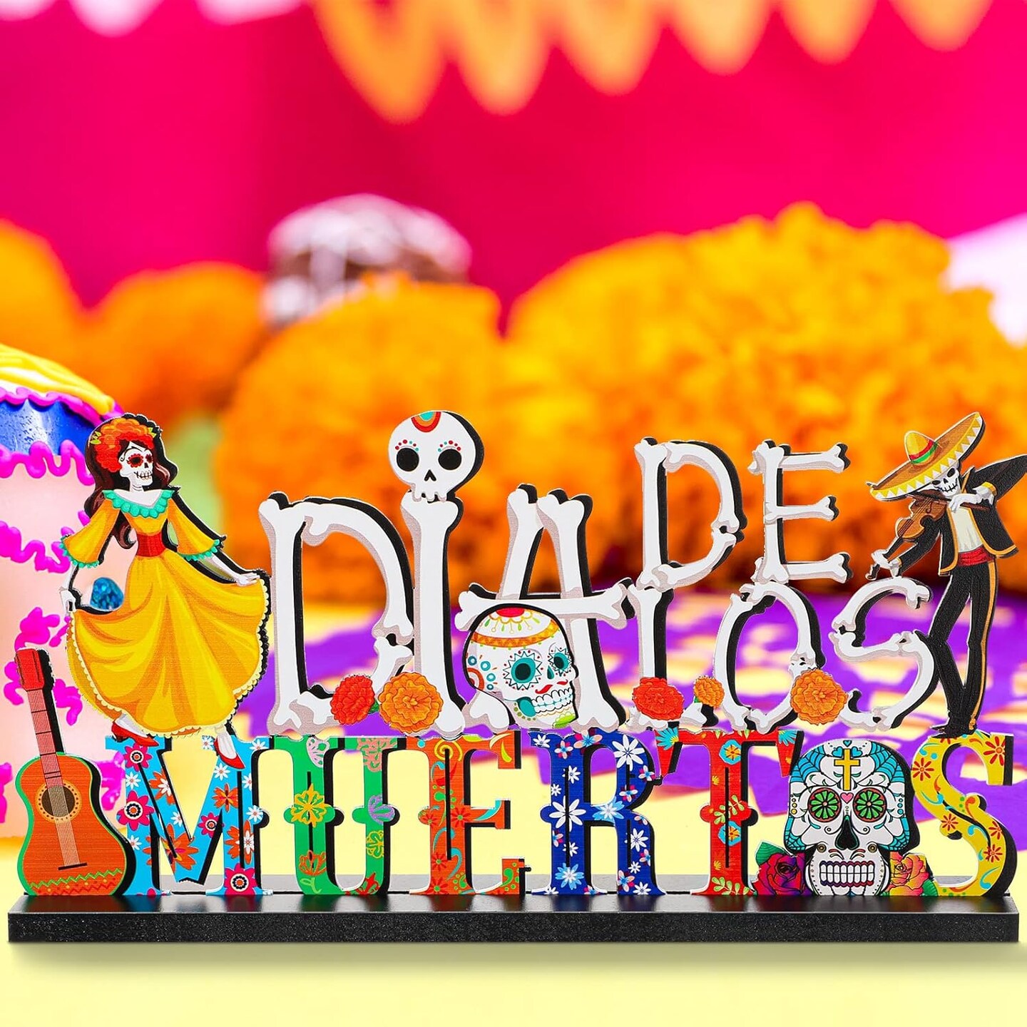 Day of the Dead Table Decorations Dia De Los Muertos Wooden Sign Sugar Skull Table Centerpiece Day of the Dead Decor