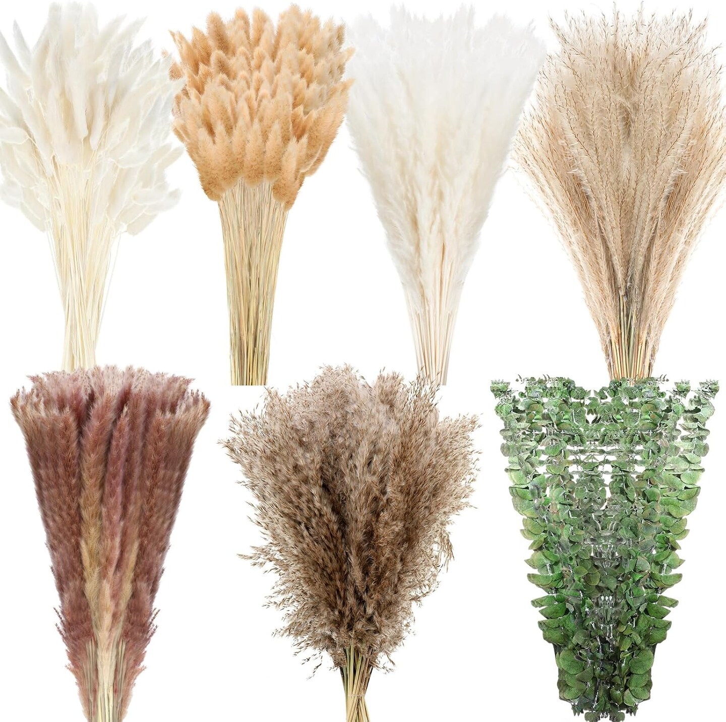 650 Pcs Dried Pampas Grass Decor Bulk 17(Vintage Colors)