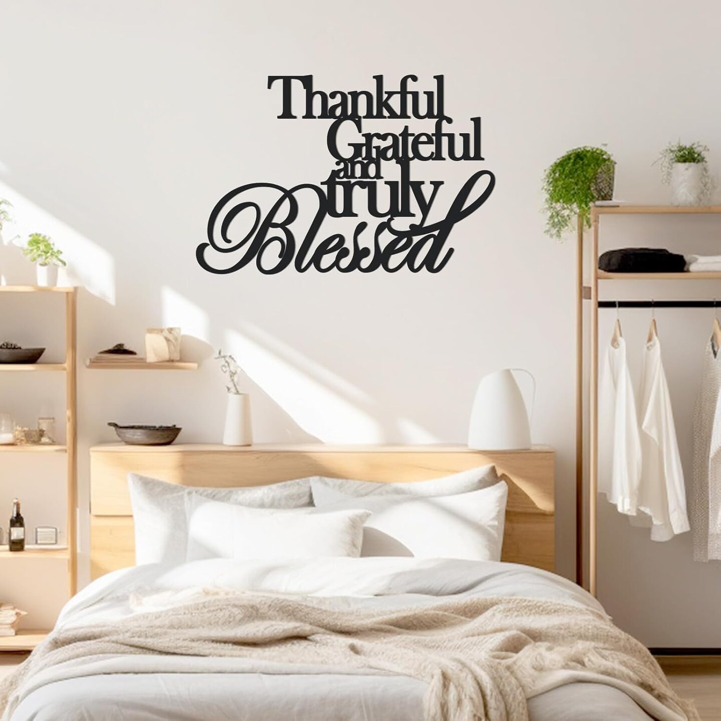 Classic Thankful Grateful Blessed Wall Decor(black)