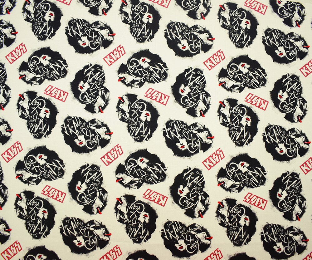 White-Black-Multi Cotton Kiss Drive You Printed Quilting Woven Fabric By the Yard