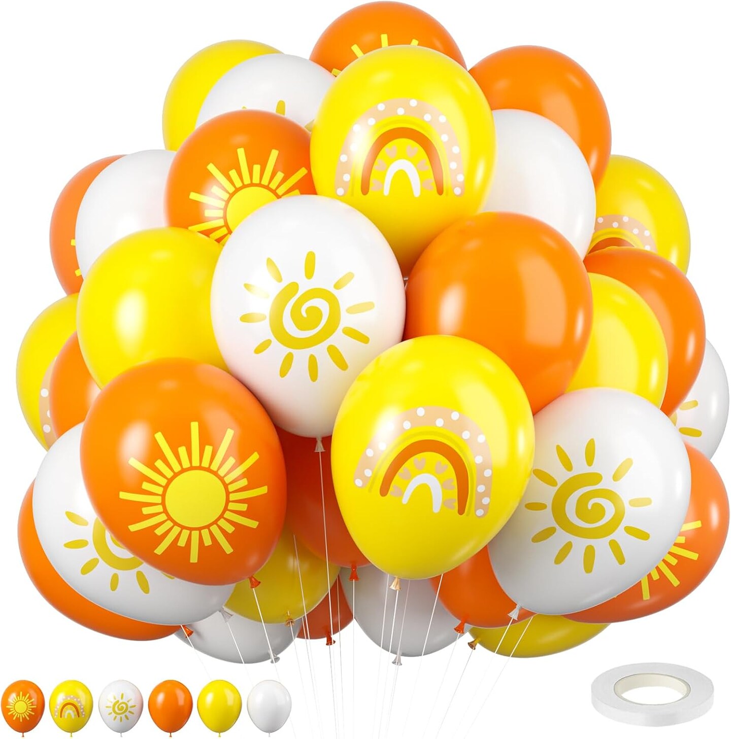 12 inch Yellow Orange White Latex Balloons(Sun)