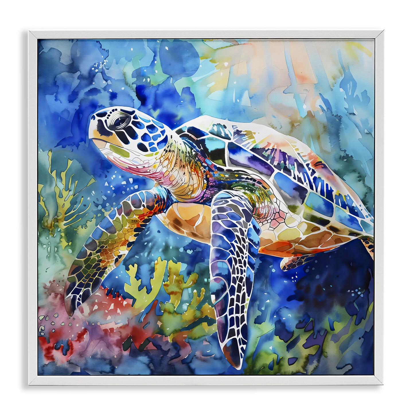 Stupell Industries Rainbow Turtle Reef Framed Giclee, design by LSR Creative Studio