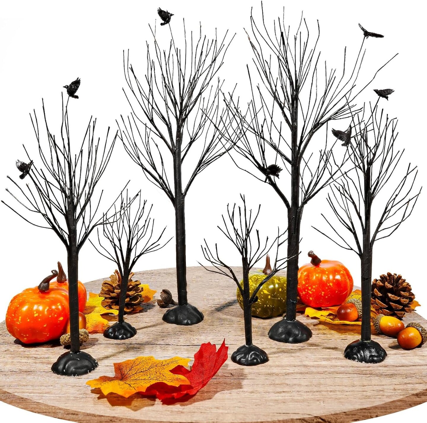 6 Pcs Halloween Village Trees (Black)
