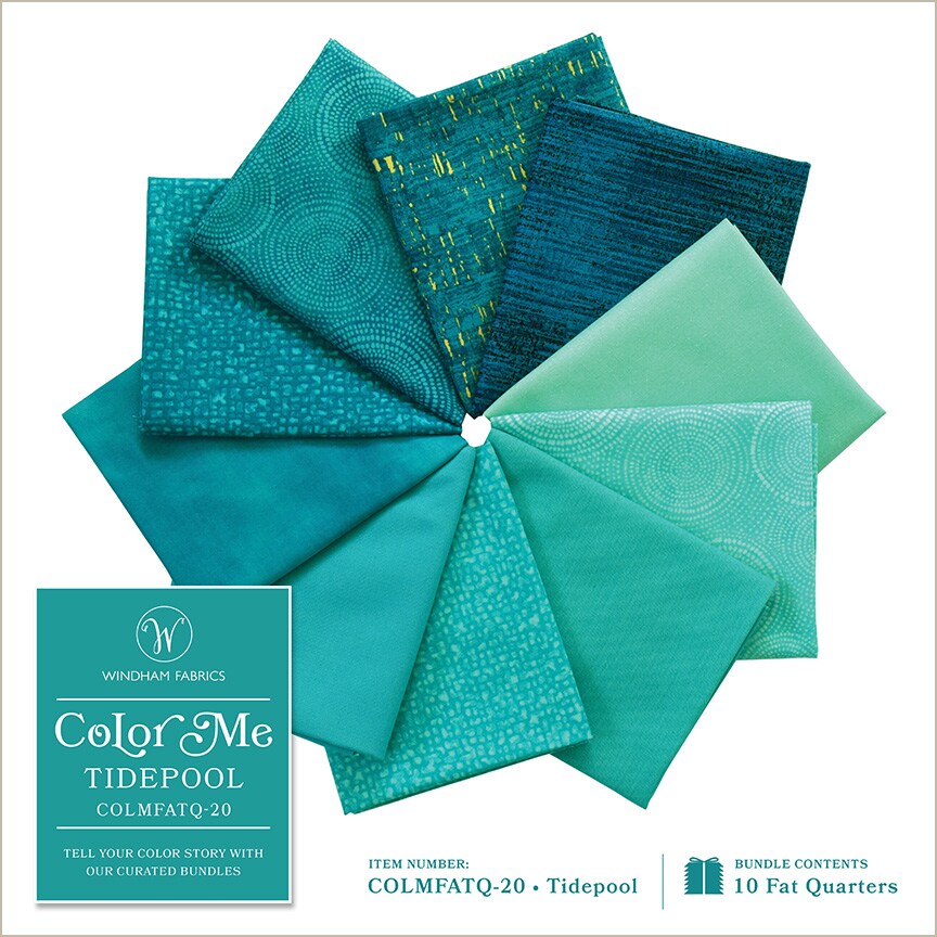 Color Me Fat Quarter Bundle in Tidepool by Whistler Studios for Windham (COLMFATQ-20)
