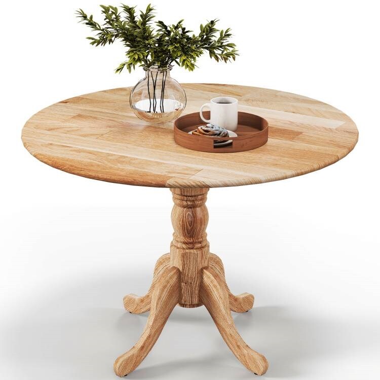 Compact 40-Inch Round Rubber Wood Table for Rustic Kitchen and Dining Room or Families
