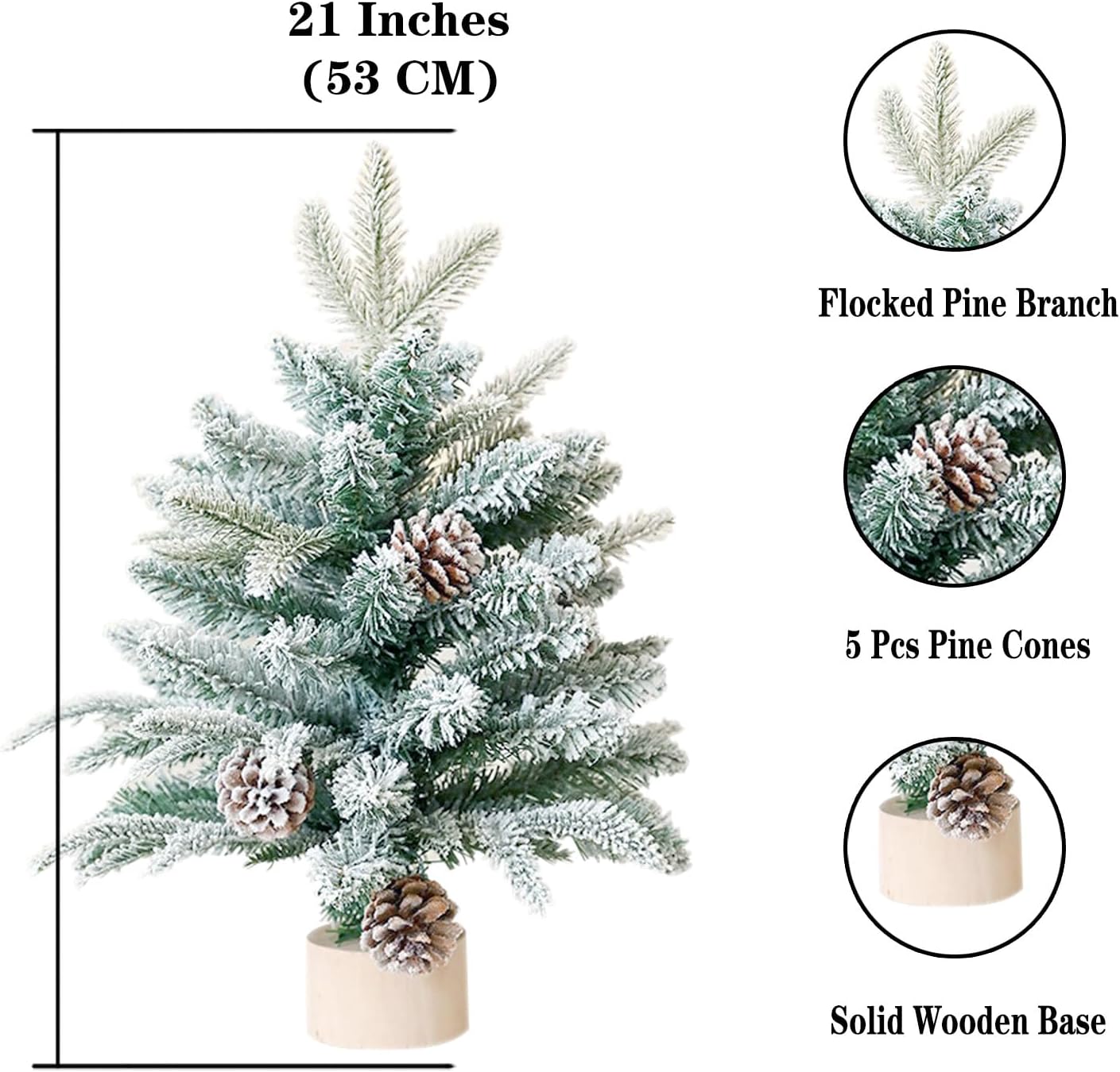 18 Inch Small Flocked Christmas Tree with Pine Cone Tabletop Decor