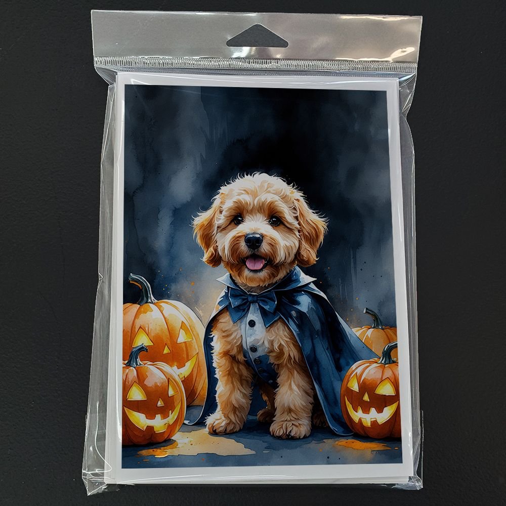 Edge Collections - 5" x 7" - Multicolor - Goldendoodle Puppy Halloween Greeting Cards - 8 Pieces