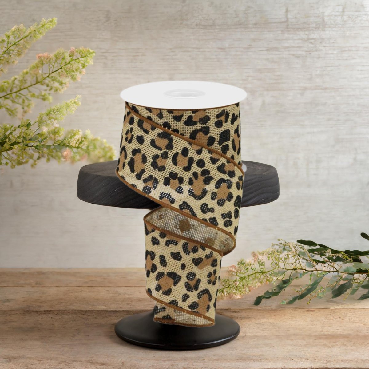 2.5&#x22; Leopard Print Ribbon: Natural (10 Yards)