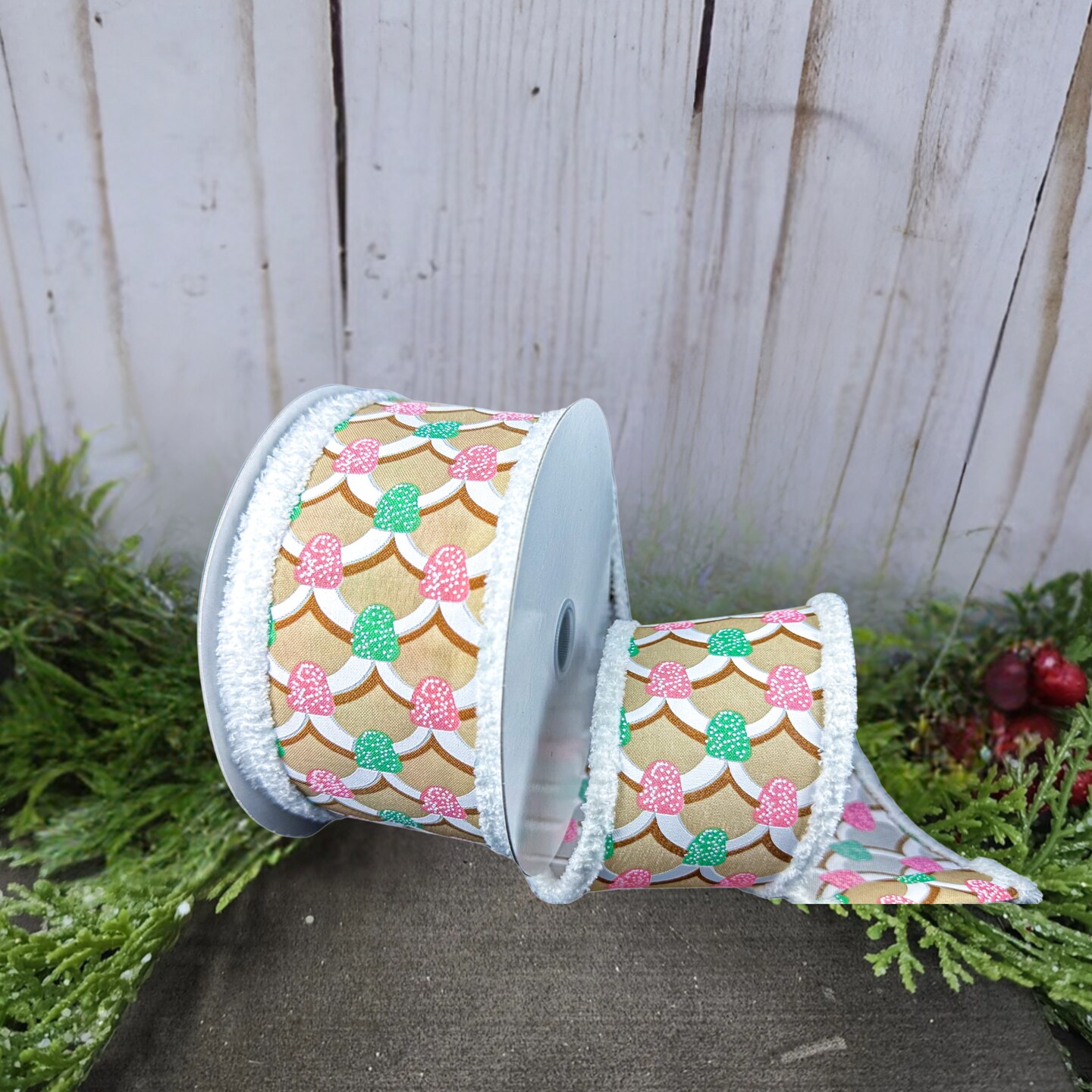 2.5&#x22; Gumdrop Gingerbread Roof Drift Ribbon: Pastel (10 Yards)