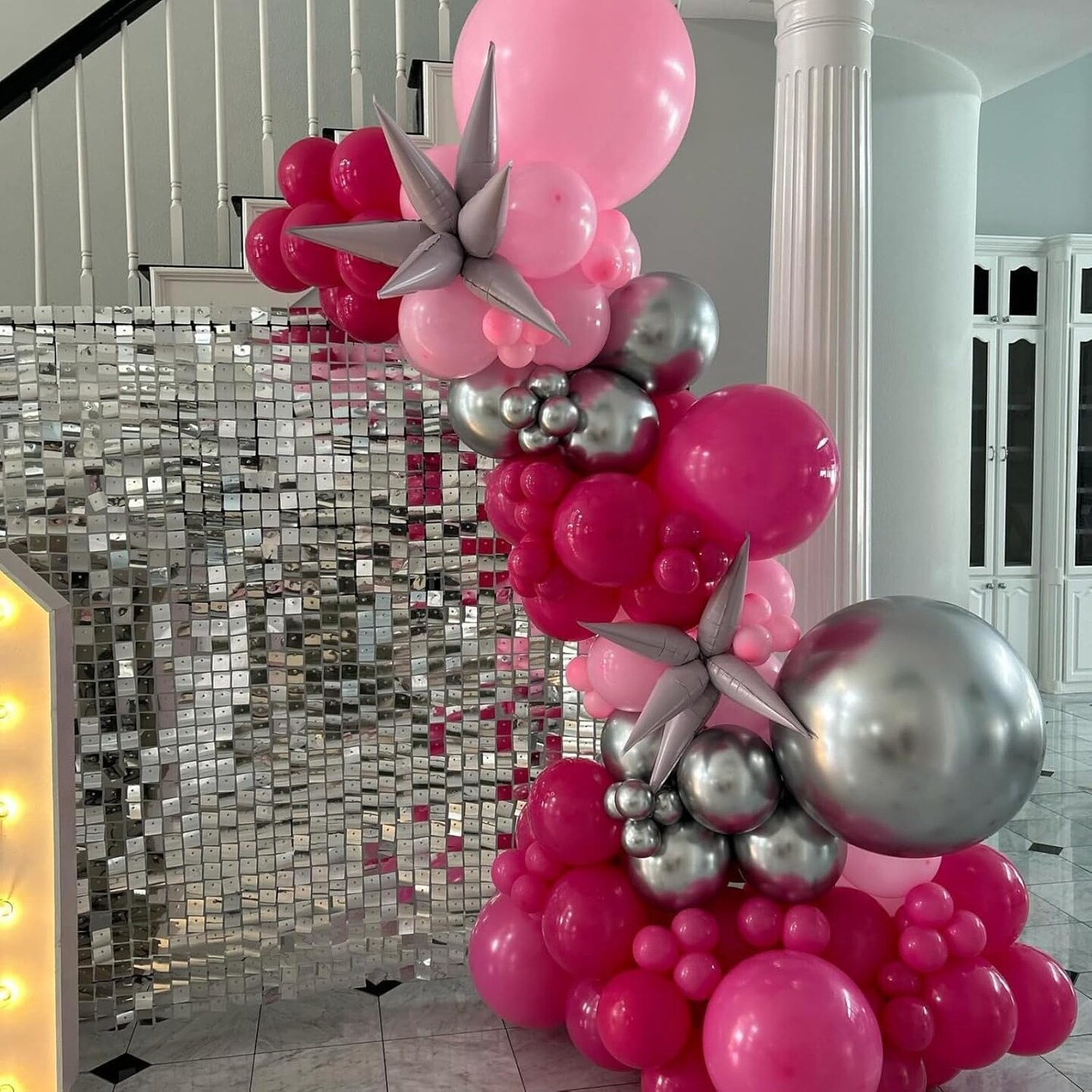 Pink and Silver Balloons (Pink Silver)