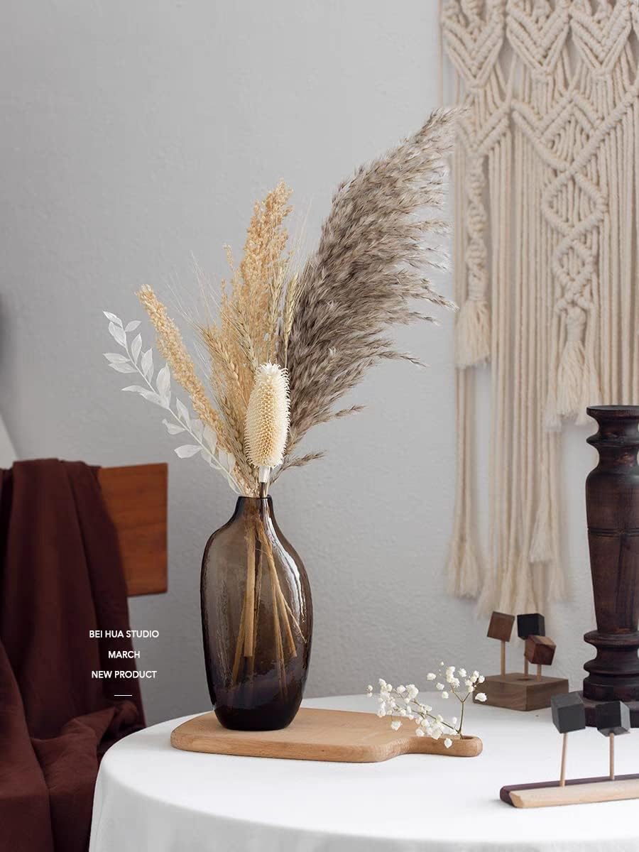 12 Pcs Large Dried Pampas Grass Decor Tall 35 inches(12 Pcs - Brown)