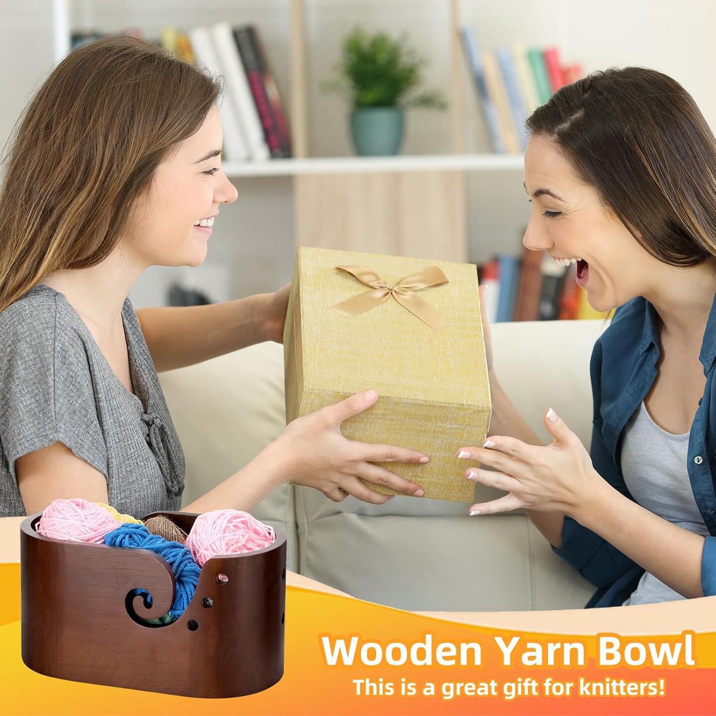 Large Wooden Yarn Bowl, Yarn Bowls for Crocheting, Crochet Tension Rings, Handmade Wood Knitting Yarn Holder Storage Bowl for Crocheting and Knitting Lovers Mothers Day Present