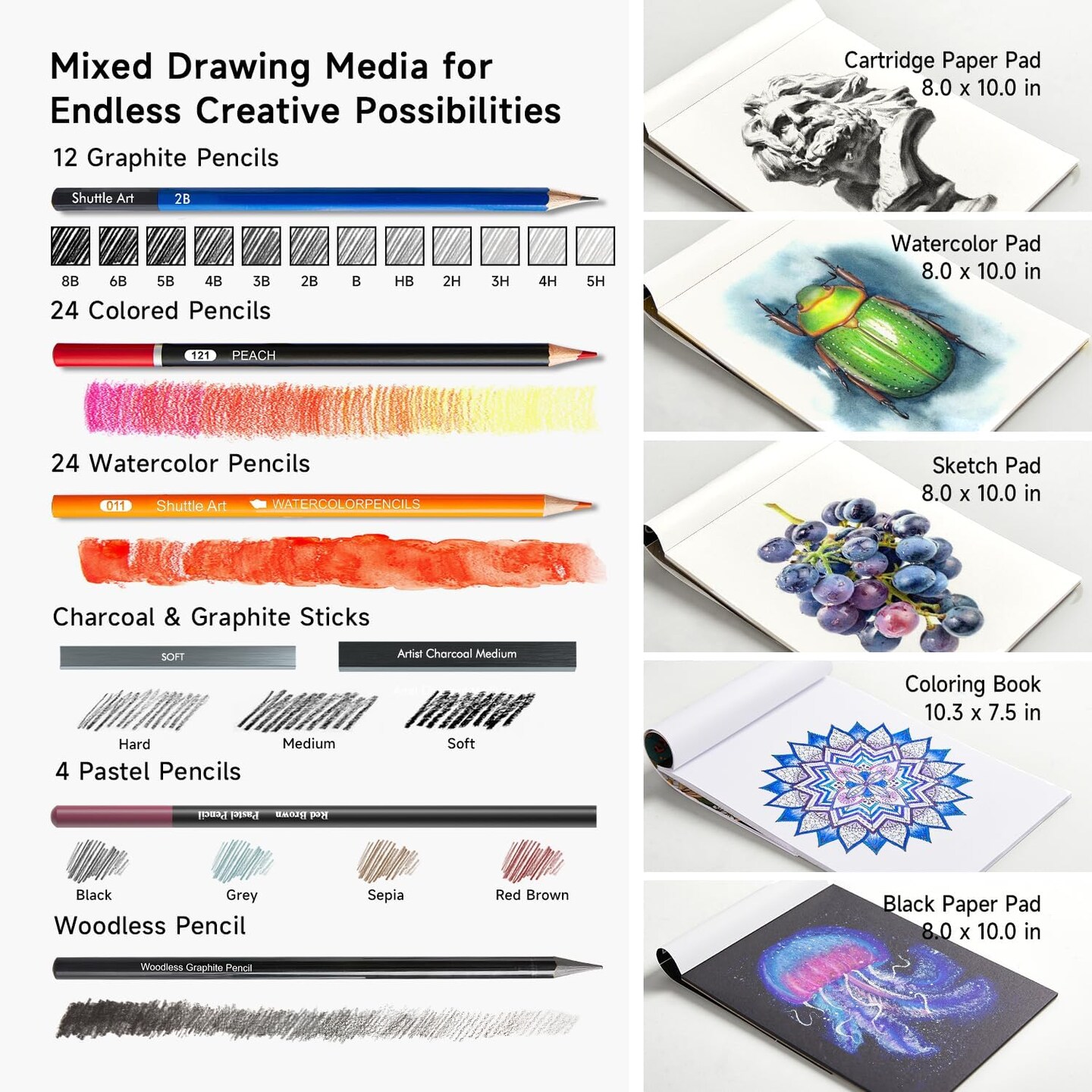 124 PCS Drawing Kit with Sketch, Pencils &#x26; Art Supplies