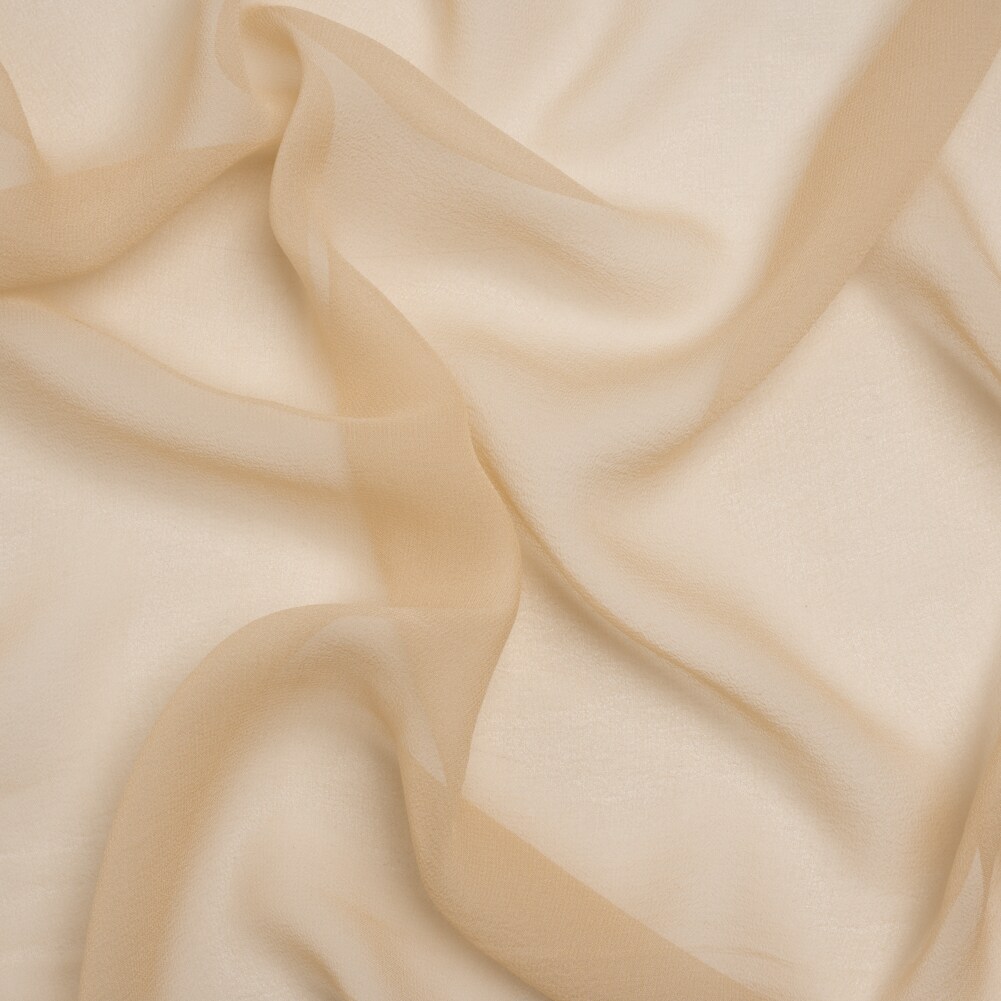 1 Yard Beige Solid Silk Georgette Fabric Lightweight Flowing Draping 53 Inch Width