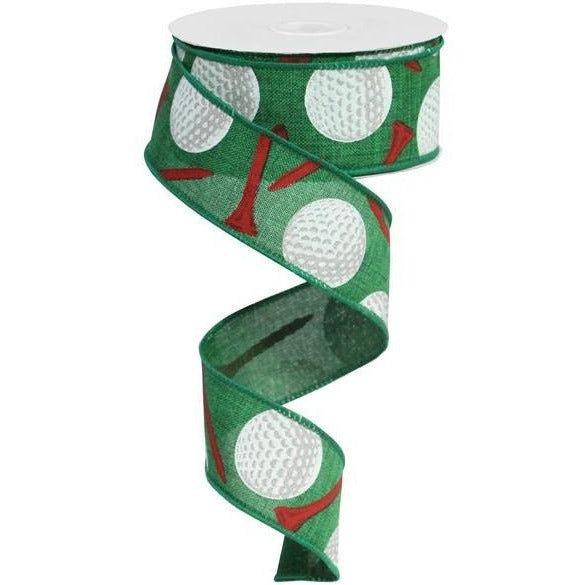 1.5&#x22; Royal Canvas Golf Balls &#x26; Tee Ribbon: Emerald Green (10 Yards)