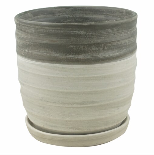 Sylvan Ceramic Planter with Attached Saucer - Milk - 5.5" x 5.5"