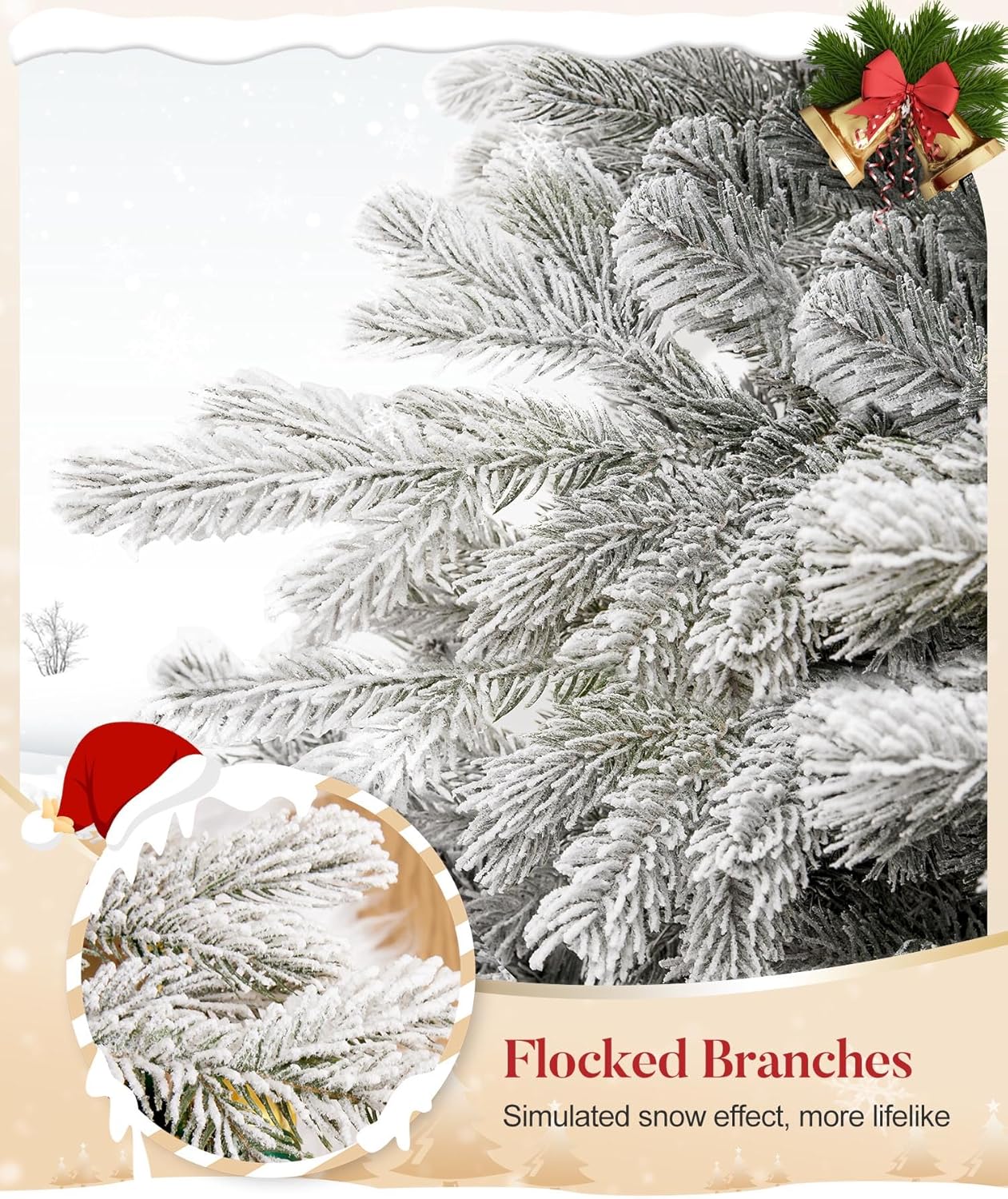 5ft Artificial Christmas Tree(Green and White)48.03"D x 48.03"W x 60.24"H