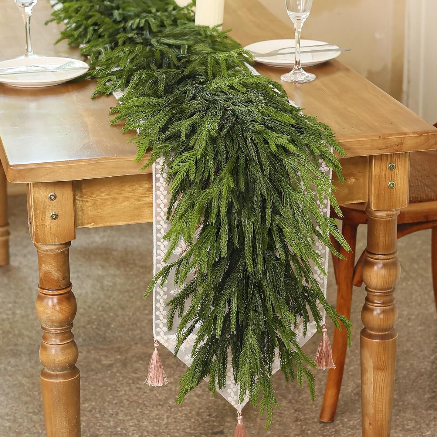 9FT Real Touch Norfolk Pine Garland (2PCS)