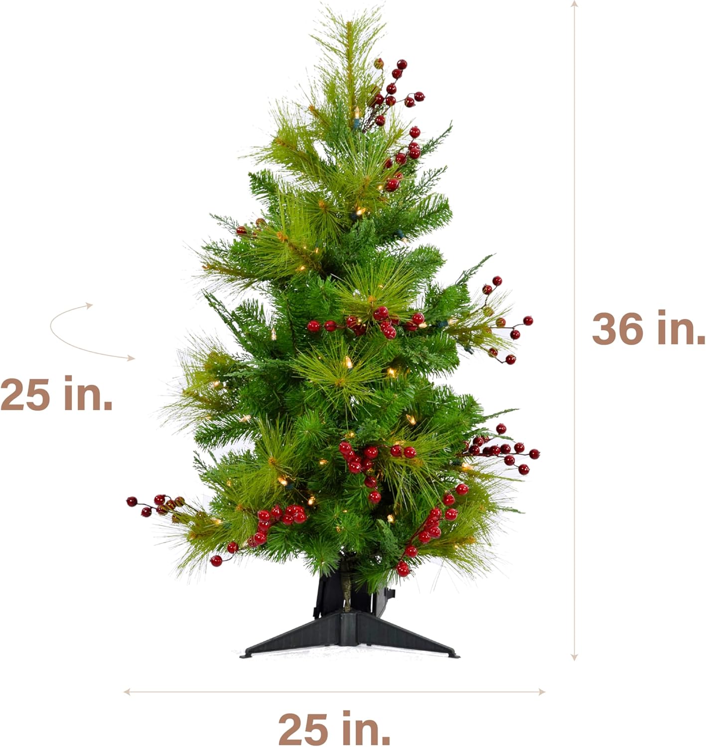 3-Ft Newberry Christmas Tree with Cranberry Twigs and Warm White Led Lights